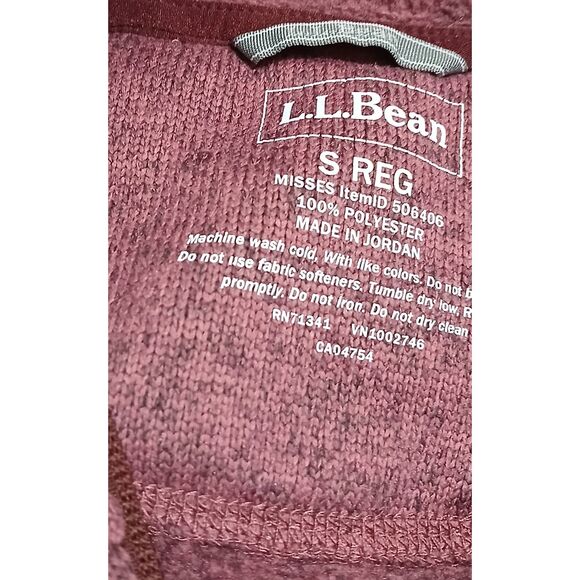 L L bean womens small full zip sweater jacket fleece plum wine - Picture 8 of 8
